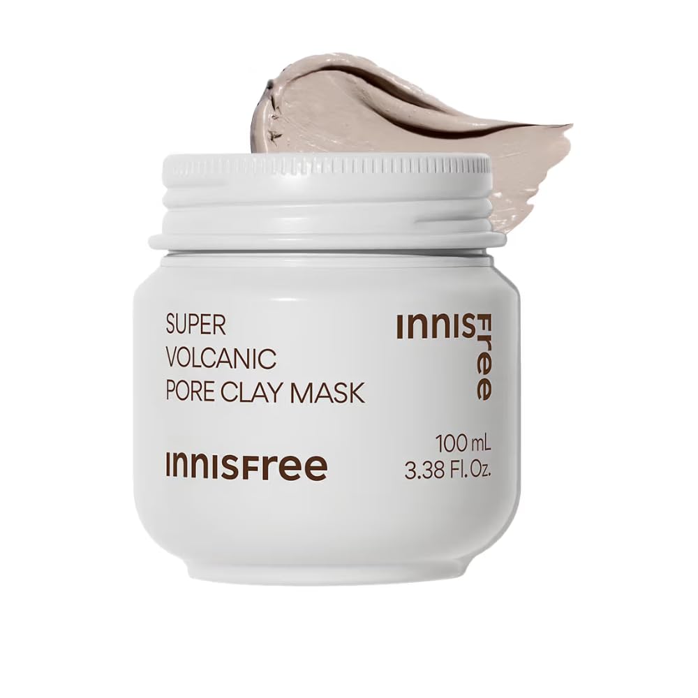Innisfree Super Volcanic Pore Clay Mask 100ml |De-Tan Face Pack for Brightening | Oil Control & Deep Cleansing | Blackhead Removal, Triple Exfoliation with Volcanic Clusters & AHA |Korean Skincare