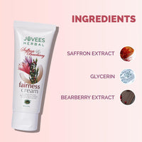 Jovees Herbal Saffron & Bearberry Fairness Face Cream | For Women/Men | Bright, Even Toned and Glowing Skin | UVA/UVB Protection | Paraben and Alcohol Free | 60GM