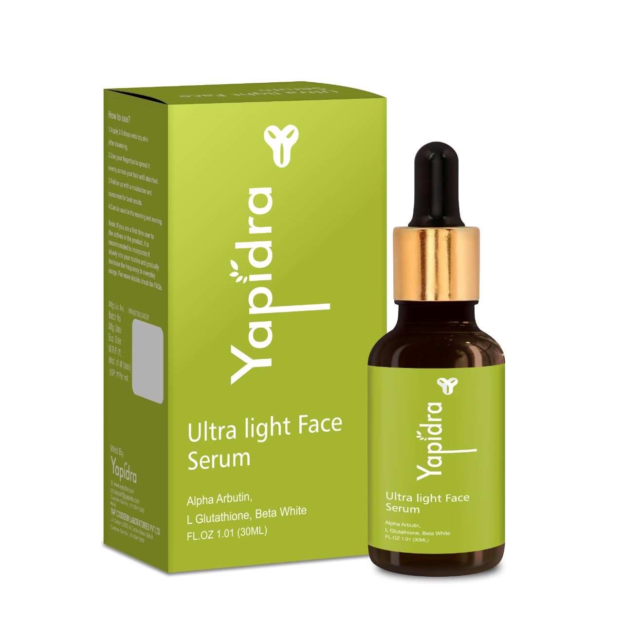 Yapidra Dark Spot Removal Serum with 2% Alpha Arbutin, Glutathione & BHA/PHA/LHA 35% peel | Fades spots, hydrates & brightens | Lightweight Korean skincare for all skin types | 30ml