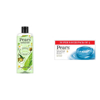 Pears Naturale Detoxifying Aloevera Bodywash, 250 ml and Pears Soft & Fresh Bathing Bar with 98% Pure Glycerine & Mint Extracts - For Fresh Glow (125g x 4)