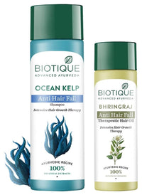 Biotique Bio Bhringraj Fresh Growth Therapeutic Oil, 120ml And Biotique Bio Kelp Fresh Growth Protein Shampoo, 190ml