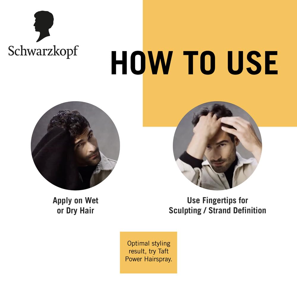 Schwarzkopf TAFT Wet Hair Styling Gel For 24 Hours Shiny Wet Look Effect Hold 3 With Moisturising Formula, Non-Sticky And Easy to Wash Off, No Alcohol, No Sulphate, Vegan And Peta Approved - 150ML