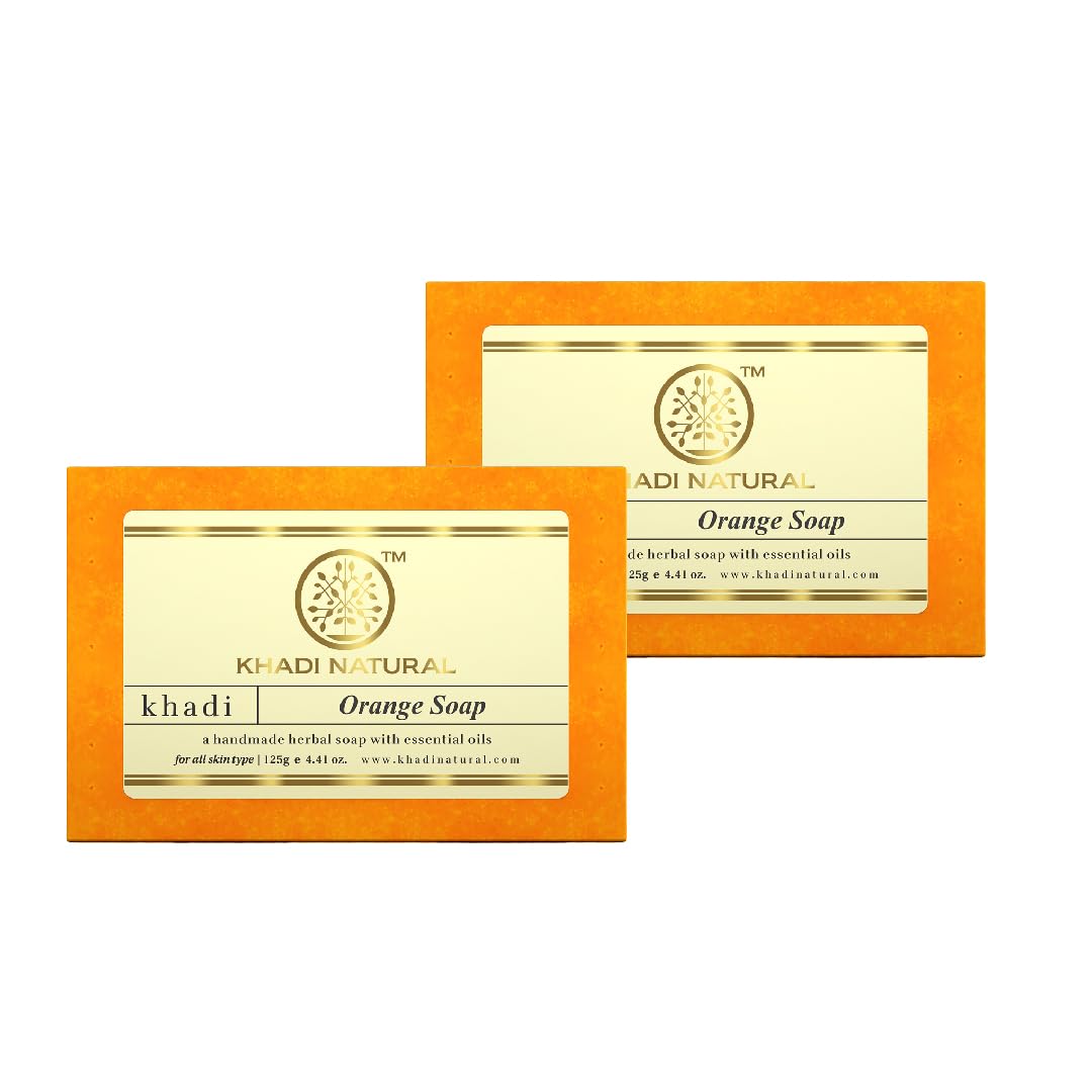 Khadi Natural Herbal Orange Soap, 125g - Pack of 2