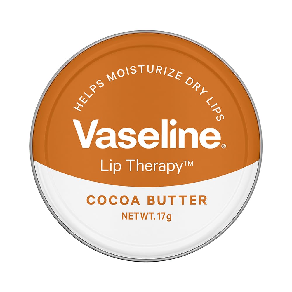 Vaseline Lip Tins Cocoa Butter, 17G|Infused With Cocoa Butter For Hydration & Glossy Shine, Transparent