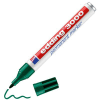 edding 3000 permanent marker - green - 1 pen - round nib 1.5-3 mm - quick-drying permanent markers - waterproof, smudge-proof - for cardboard, plastic, wood, metal, fabric - marker pens 08: 1 Pen - Green