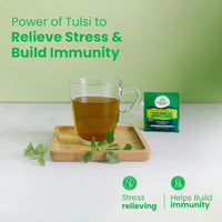 A TATA Product - Organic India Tulsi Green Tea Classic - 50 Tea Bags, Stress Relieving, Uplifts Mood, Rich in Antioxidants, Blend of Rama, Krishna & Vana Tulsi, Certified Organic