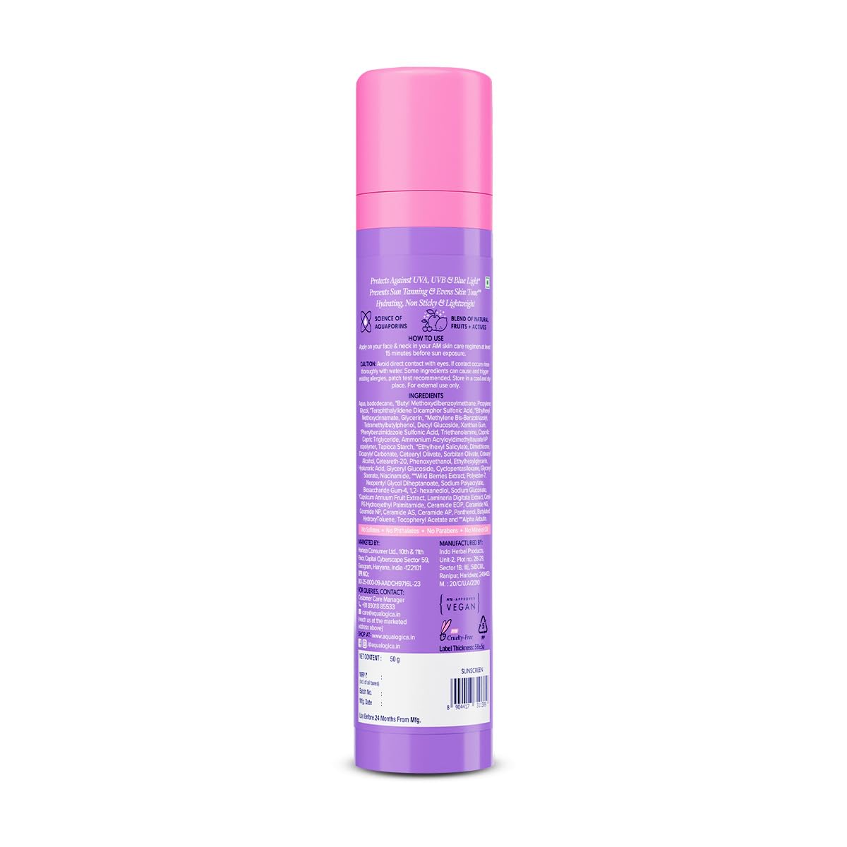 Aqualogica Illuminate+ Dewy Sunscreen Gel SPF 50+ PA++++ with Wild Berries & Alpha Arbutin | Broad Spectrum SPF 50+ PA++++ | UVA/B & Blue Light Protection | Evens Skin Tone | Fragrance-Free & No White Cast | For Luminous & Sun Protected Skin | 50 g