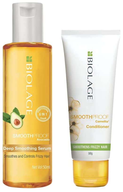 Biolage Smoothproof Deep Smoothing 6-In-1 Professional Hair Serum & BIOLAGE Smoothproof Conditioner |Paraben free| Provides Humidity Control & Anti-Frizz Smoothness |For Frizzy Hair