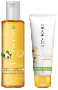 Biolage Smoothproof Deep Smoothing 6-In-1 Professional Hair Serum & BIOLAGE Smoothproof Conditioner |Paraben free| Provides Humidity Control & Anti-Frizz Smoothness |For Frizzy Hair