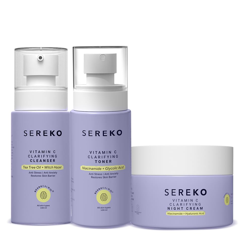 SEREKO Clarifying Classics Skincare Gift Set for Women & Men, Birthday & Anniversary | Clarifying Face Cleanser 100ml, Face Toner 100ml & Night Cream 50ml