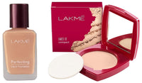 Lakmé Perfecting Liquid Foundation, Marble, Waterproof Full Coverage Long Lasting - Light Oil Free Face Makeup With Vitamin E, Dewy Finish Glow, 27ml & Face It Compact, Marble, 9g