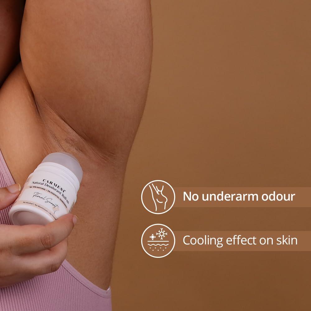 Carmesi Natural UnderArms Roll On Deodorant for Women 50ml and FACESCANADA Ultime Pro Intense Gel Kajal With Smudger & Sharpener - Black,1.2 G