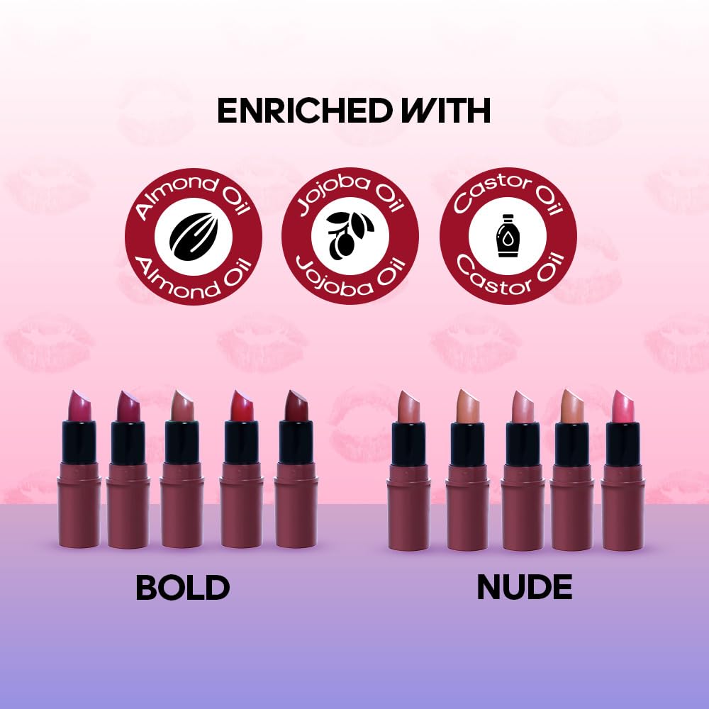 Recode Nude Blossom Matte Mini Bullet Lipstick Set Of 5(5 X 1.5 G)
