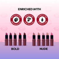 Recode Nude Blossom Matte Mini Bullet Lipstick Set Of 5(5 X 1.5 G)
