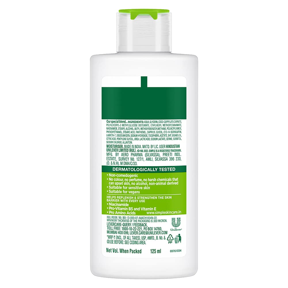 simple Kind To Skin Replenishing Rich Moisturiser Lotion 125 Ml | For All Day-Long Moisturisation | For Normal To Dry Skin