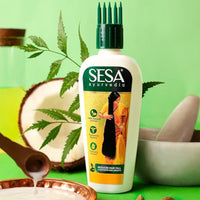 SESA Ayurvedic Hair Oil With Bhringraj & 17 Rare Herbs With Coconut Oil and 4 Nourishing Oil For Hair Growth Help Control Hair Fall with Easy Oil Applicator For Women and Men (200 ml) (Pack of 2)