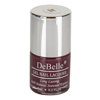 DeBelle Gel Glossy Finish Nail Polish Plum Toffee (Plum Maroon), Enriched With Natural Seaweed Extract, Cruelty Free, Toxic Free - 8 Ml
