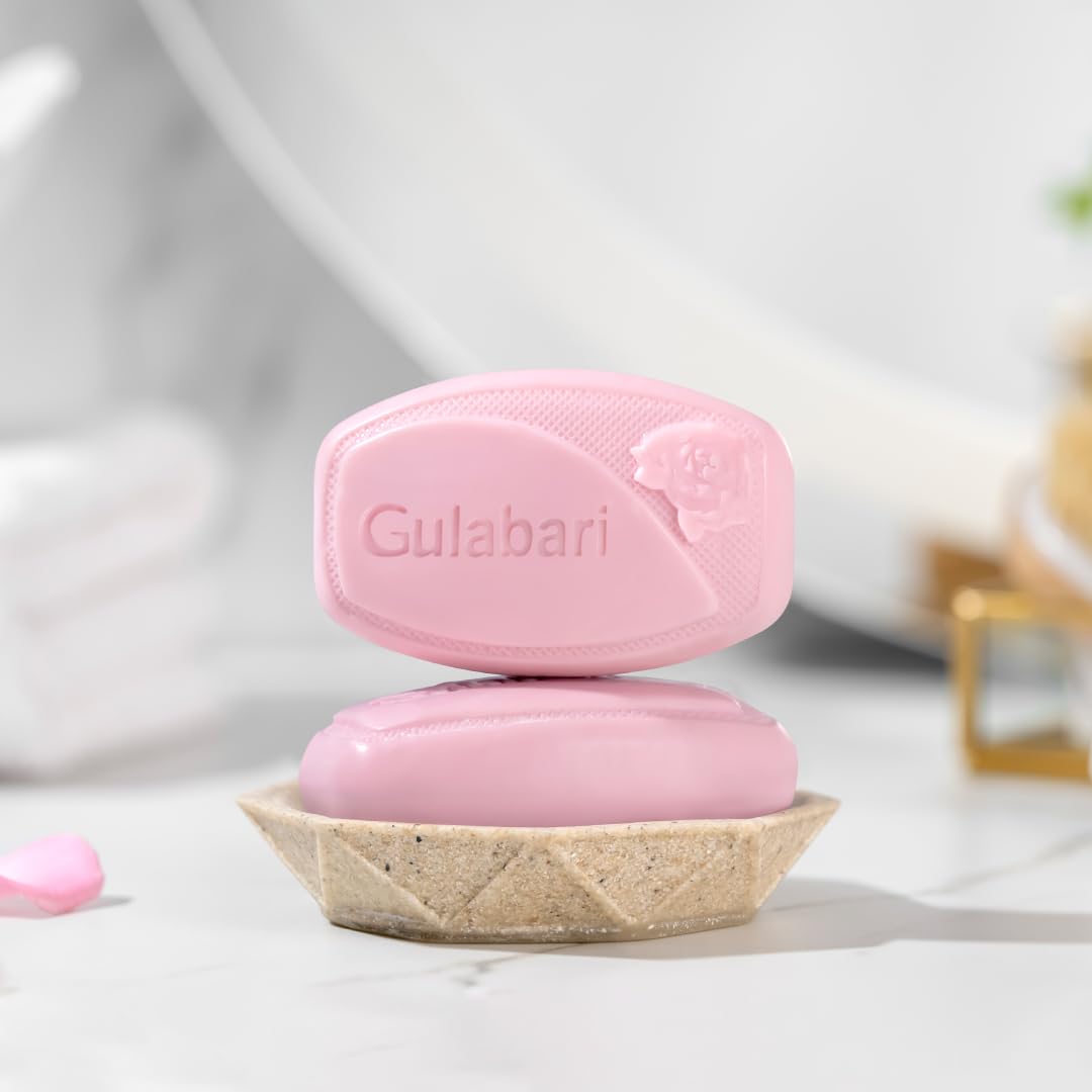 Dabur Gulabari Pure Rose Soap 150g (Pack of 8) | Moisturizing Bathing Soap for Radiant Rose Glowing Skin & Body | Pure Rose Extract, Glycerine & Niacinamide | Long Lasting Fragrance | For Men & Women