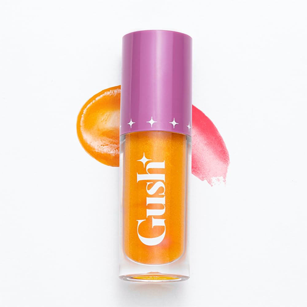 GUSH Pink Tint Colour Changing pH Lip Oil | Long Lasting Hydration & Nourishment | Enriched with Jojoba and Rosehip Oils | Weightless, Non-Sticky & Glossy Finish | (Golden Hour 5ml)