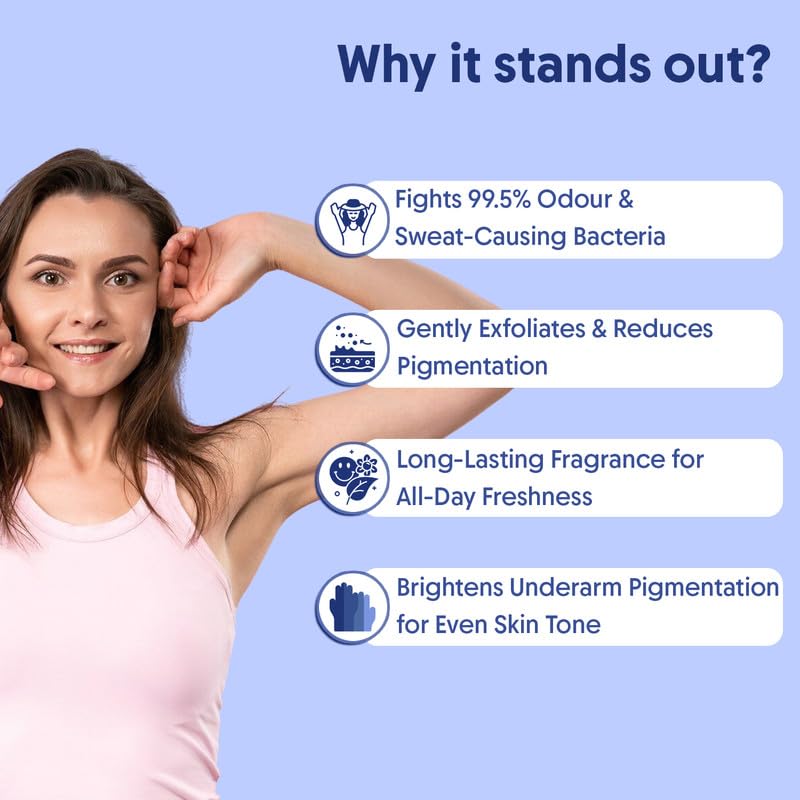 Aravi Organic Cooling Underarm Roll-On | 5% AHA, 2% Kojic Acid & 1% Mandelic Acid | Controls Odour & Sweat | Reduces Pigmentation & Exfoliates | Alcohol-Free & Aluminium-Free | Fresh Aqua Fragrance | 50ml