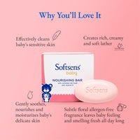 Softsens Baby Nourishing Soap Bar Enriched with Colloidal Oatmeal, Shea Butter & Vitamin E I Dermatologically Tested & Paraben Free for Baby Skin- Pack of 1 (100 gms x 3)