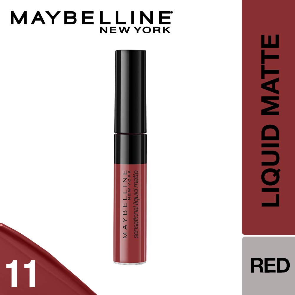 Maybelline New York Hypercurl Mascara Waterproof, Black, 9.2ml & Maybelline New York Sensational Liquid Matte Lipstick 11, Made Easy, 7G.