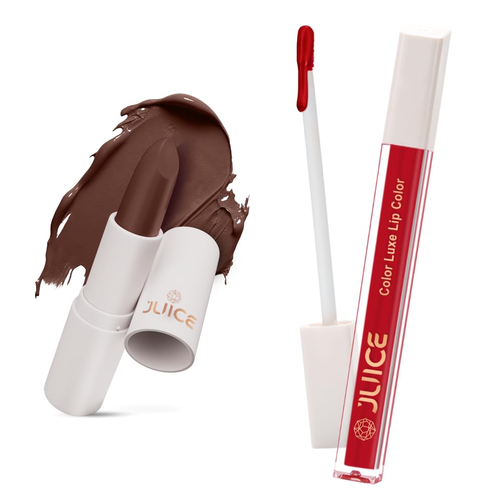 Juice Browned - M17 Kiss Sensation Lipstick & Red Head - M06 Color Luxe Liquid Lipstick with Goodness of Bio Retinol, & SPF 15 UV Protection