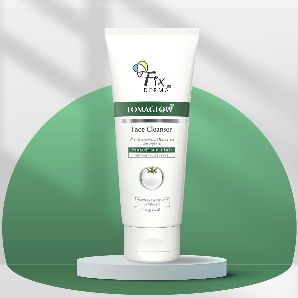 Fixderma Tomaglow Face Cleanser with White Tomato Extract, 2% Alpha Arbutin, 4% Niacinamide Tan Removal and Skin Brightening - 100 gm