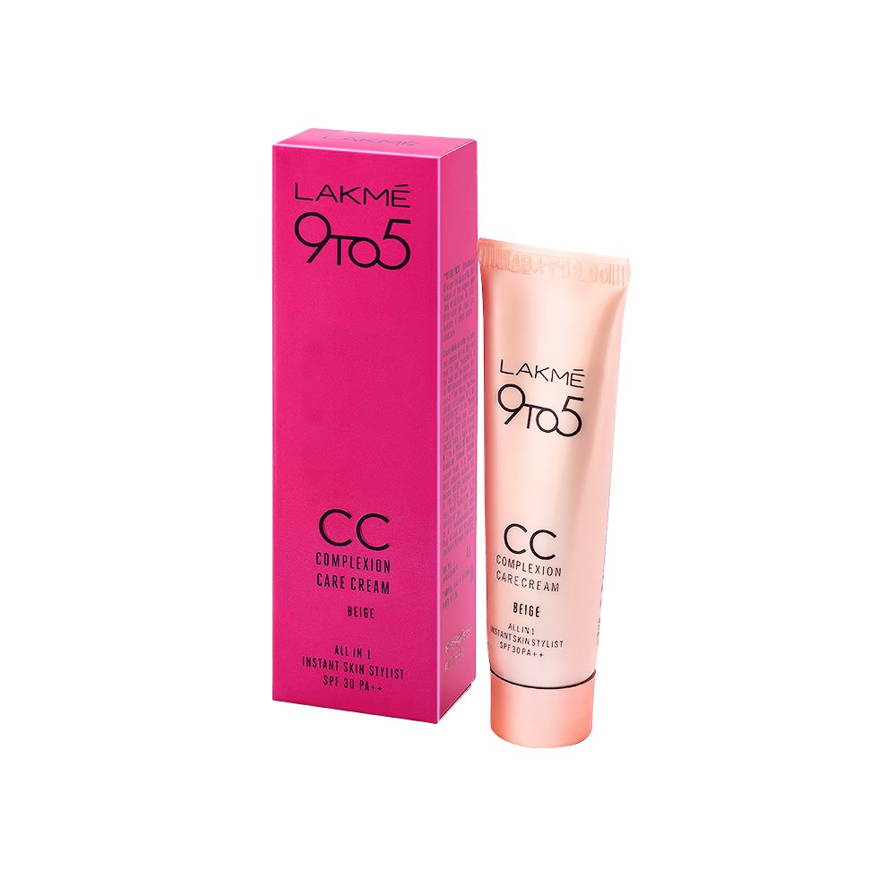Lakmé 50 Spf Sun Expert Tinted Sunscreen For Combination Skin Type Cream (50 G) & 9 To 5 Cc Cream Mini, 01 - Beige, Spf 30 - Tinted Moisturizer To Brighten Skin, Conceal Dark Spots, 9 G Pack of 2