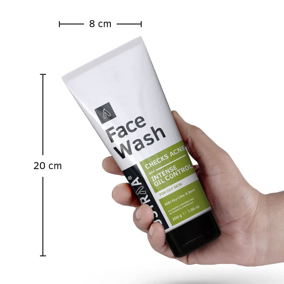 Ustraa Face Wash - Oily Skin - 2 x 100g (Pack of 2) - With Basil & Key Lime - For Acne-Prone Skin | No SLS | Checks Acne & Blackheads | Control Excess Oil, Removes Dirt and Helps Repair Skin