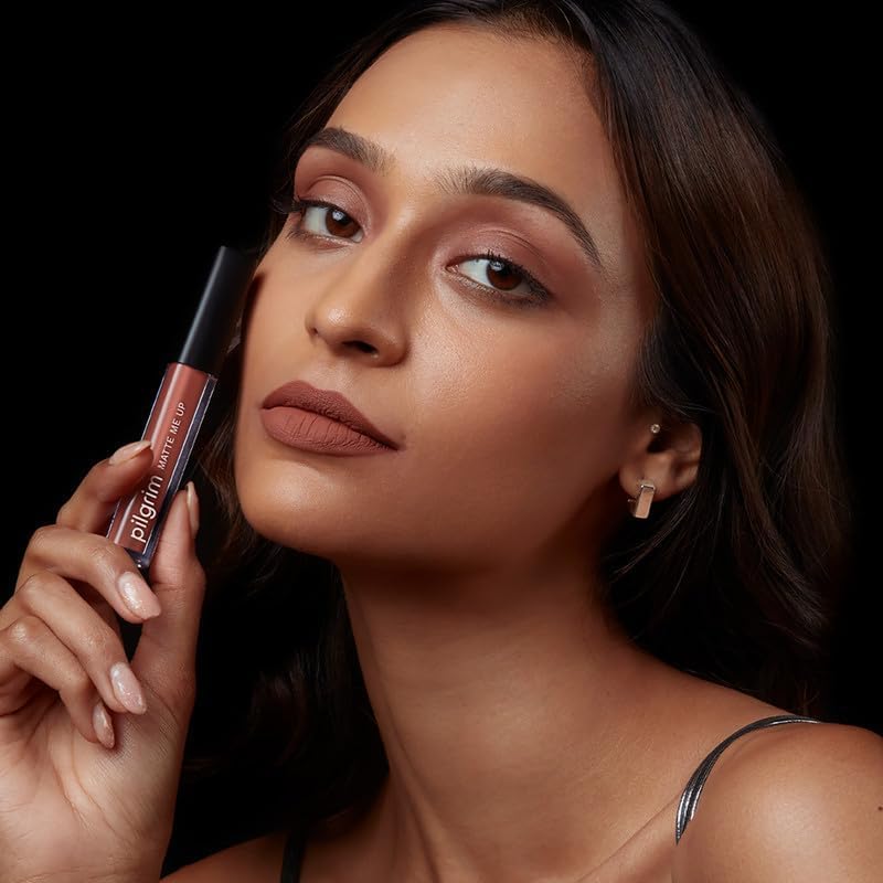 Pilgrim Liquid Matte Lipstick - Nude Obsessed | Lipstick for Women with Hyaluronic Acid & Spanish Squalane | Transferproof, Long Lasting & Non Drying with Hydrating Ingredients 3gms