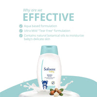 Softsens Baby TEAR FREE Baby Wash with natural milk cream & shea butter (200ml x Pack of 3)