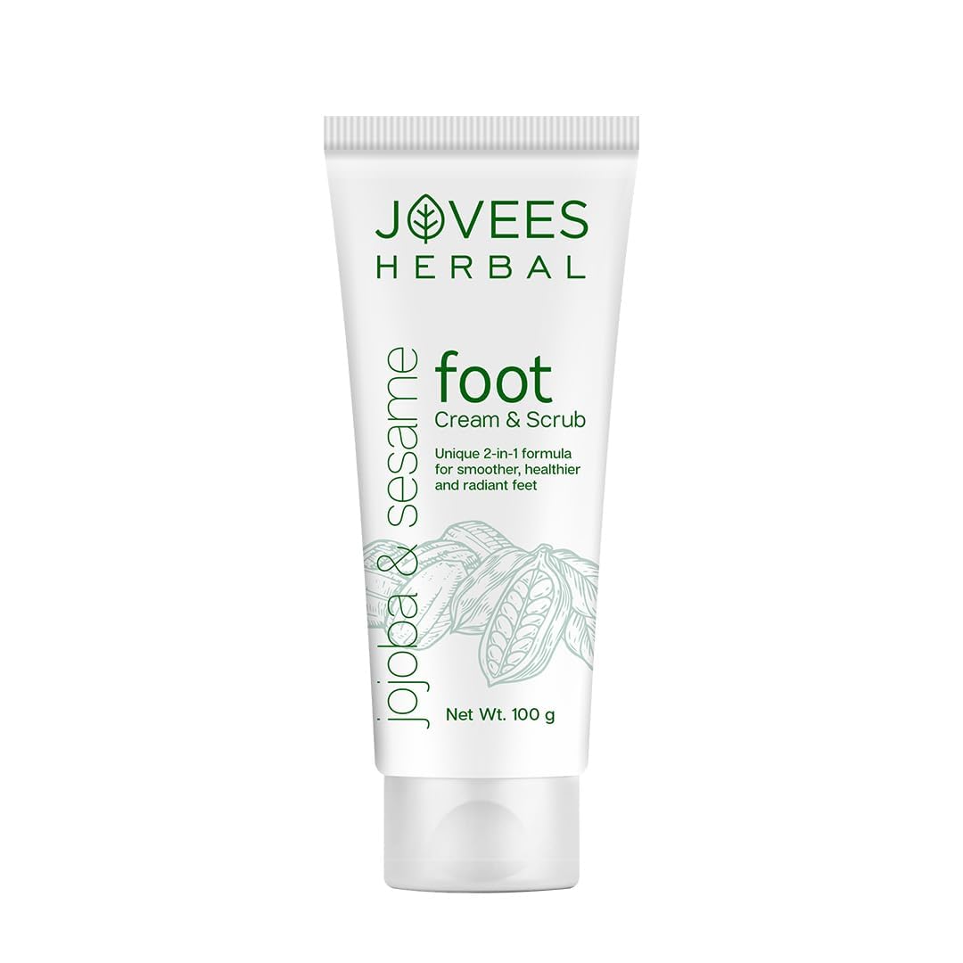Jovees Herbal Foot Care Cream & Scrub For Rough, Dry and Cracked Heel | 2-in-1 Formula For Moisturizes | Feet Cream For Heel Repair With Jojoba & Sesame | Suits both Men/Women 100g