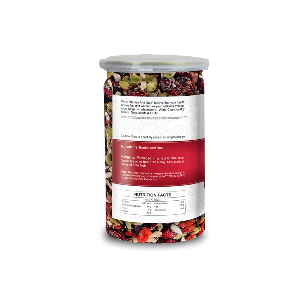 Berries And Nuts Trail Mix | Berries & Seeds Mix | 200 Grams | 1 Bottle of 200 Grams | Cranberries, Blueberries, Gojiberries, Strawberries, Pumpkin, Sunflower, Chia, Watermelon, Flax Seeds