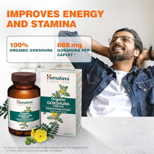 Himalaya Organic Gokshura (Tribulus Terrestris) I 60 Caplets I Men S Wellness I Improves Energy And Vigour I Builds Muscle Strength I 688 Mg Gokshura Per Caplet I Certified Organic..