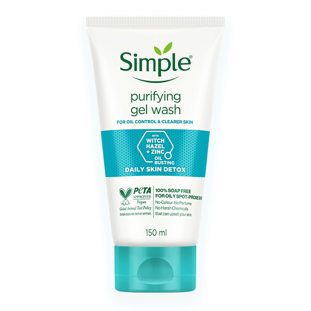 Simple Purifying Face Wash 150ml for oily, acne-prone, sensitive skin | 100% soap-free gentle cleanser for women & men