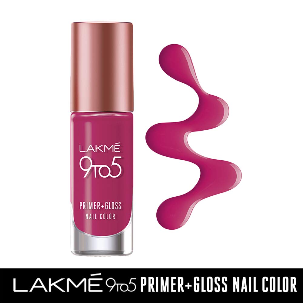 Lakmé 9 To 5 Primer + Glossy Finish Nail Colour & Lakmé 9 To 5 Primer + Glossy Finish Nail Colour, Magenta Mix, 6 Ml & Lakmé 9 To 5 Primer + Glossy Finish Nail Colour, Teal Deal, 6 Ml