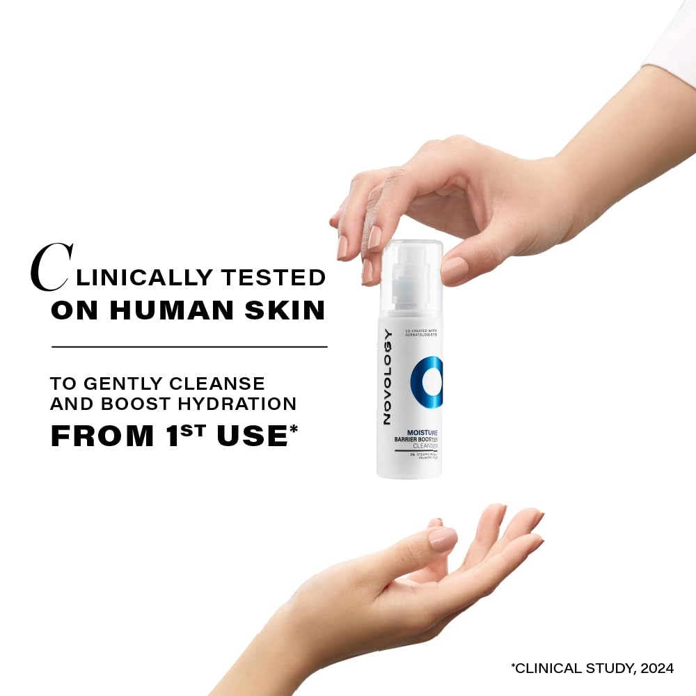 Novology Moisture Barrier Booster Cleanser with Stearic Acid & Palmitic Acid | Hydrating Face Wash For Dry Skin, Sensitive Skin | 180G