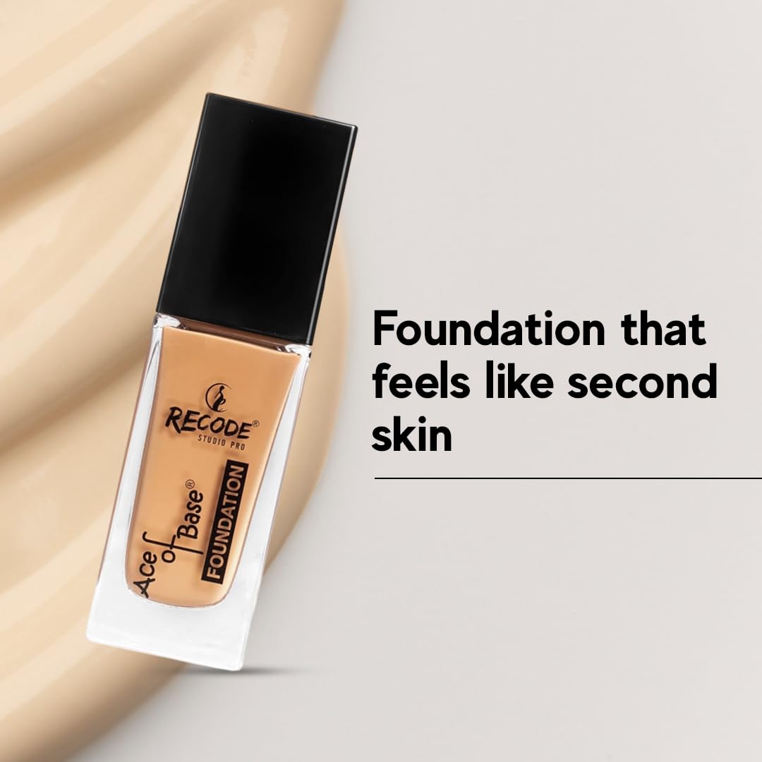 Recode Ace of Base Foundation 30ml | Shade 04 - Lodhiana | Luminious Matte Finish | Lightweight | Long-Lasting | Waterproof | High Coverage