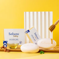 Softsens Baby Natural Bar Soap with Honey, Orange & Natural Almond Oil,Natural Milk Cream,Shea Butter Soaps x 100g (Pack of 2)