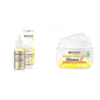 Garnier Skin Naturals, Face Serum, Bright Complete Vitamin C Booster, 30 ml & Garnier Brightening Moisturiser, Serum Gel, For Radiant skin, Bright Complete Vitamin C, 45g