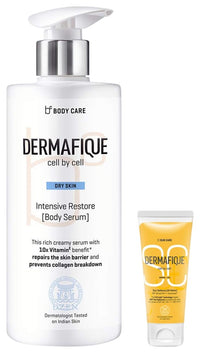 Dermafique Sun Defense All Matte SPF 50 PA +++ Sunscreen 50g for Normal Intensive Restore Body Lotion Serum with Vitamin E – 300ml Body Lotion