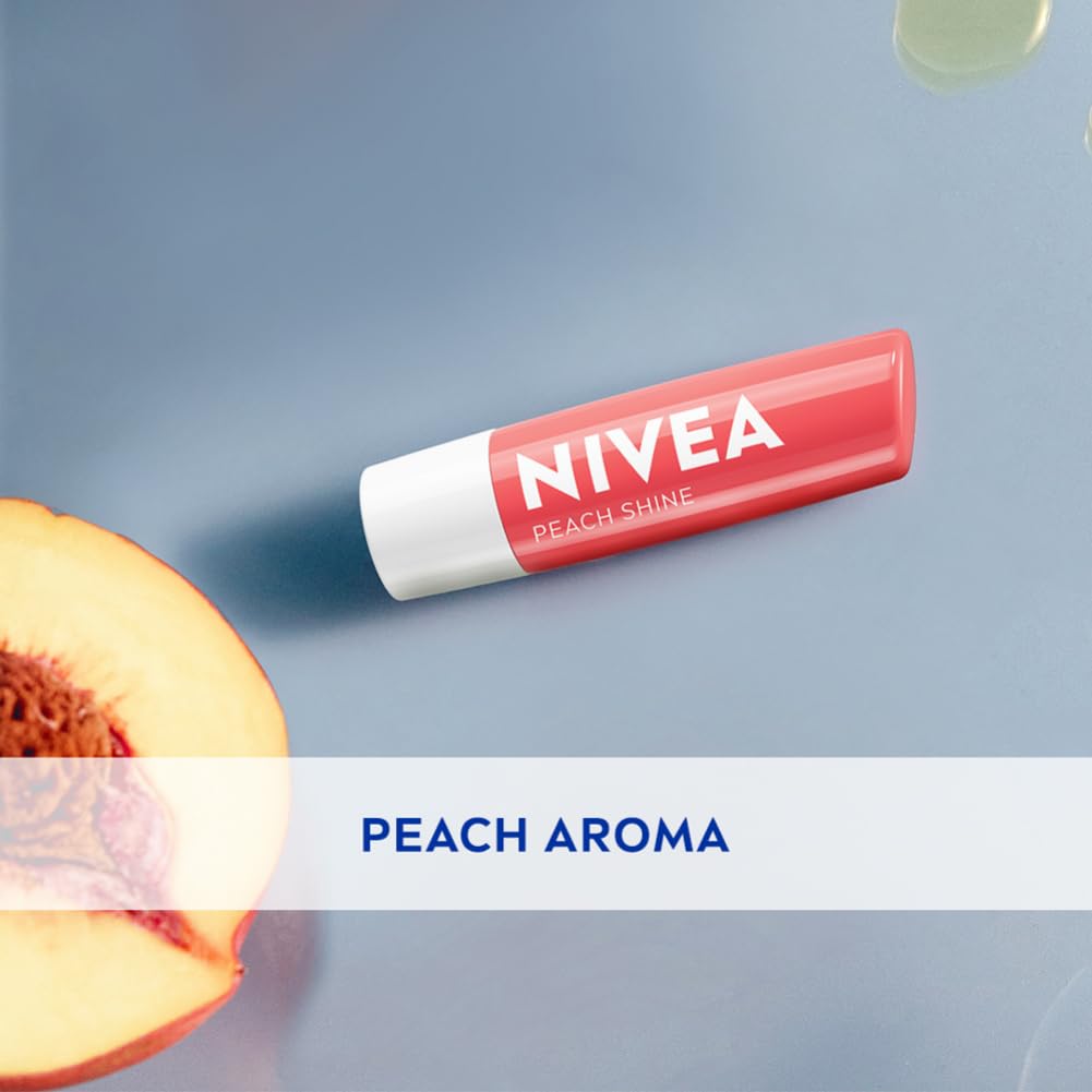 NIVEA Lip Balm, Fruity Peach Shine,4.8 g (Pack of 1)