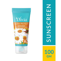 Olivia Sunscreen SPF 30 with UVA, UVB Protection | Sun Screen for Even-Toned Glowing Skin | No White Cast | Ultra Protect++ Sunscreen for Oily & Combination Skin | For Men & Women | 100g