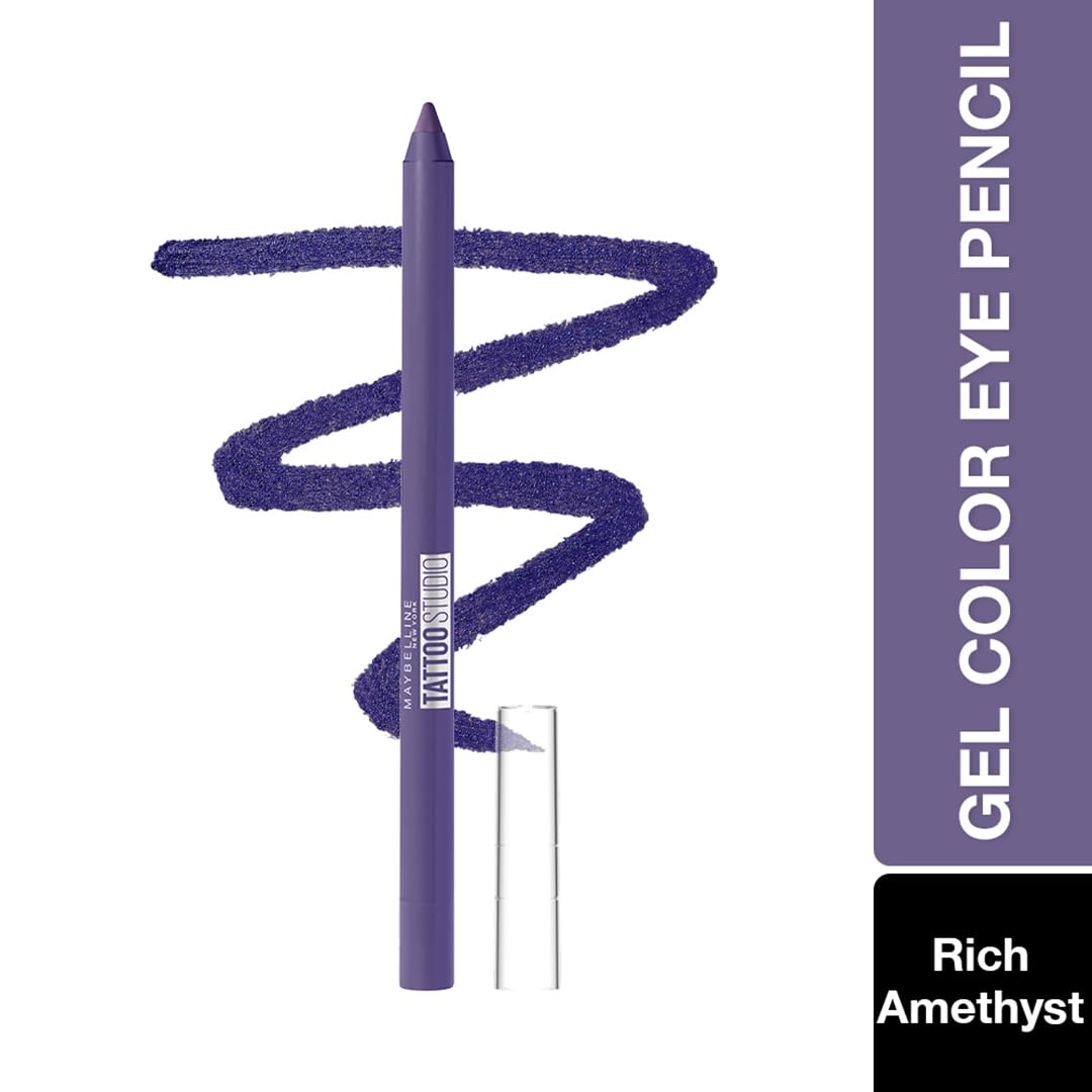 Maybelline New York Tattoo Studio Gel Eyeliner Kajal Color Pencil - Rich Amethyst, Metallic & Matte Looks That Last Up To 36 Hours, Maybelline Water-proof & Smudge Resistant Eyeliner