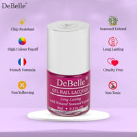 DeBelle Gel Nail Lacquer Camellia Berry(Dark Pink Nail Paint) | Long Lasting, Non UV Gel Finish | Seaweed Enriched & Chip Resistant, 8ml