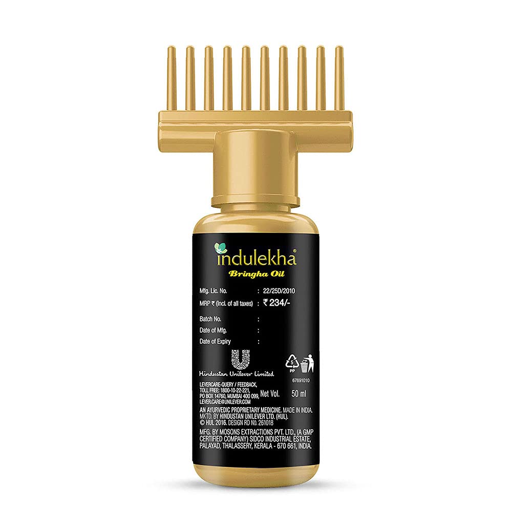 Indulekha Bringha Ayurvedic Hair Oil 50 ml, Hair Fall Control and Hair Growth with Bringharaj & Coconut Oil - Comb Applicator Bottle for Men & Women & Ayurvedic Shampoo 100 ml
