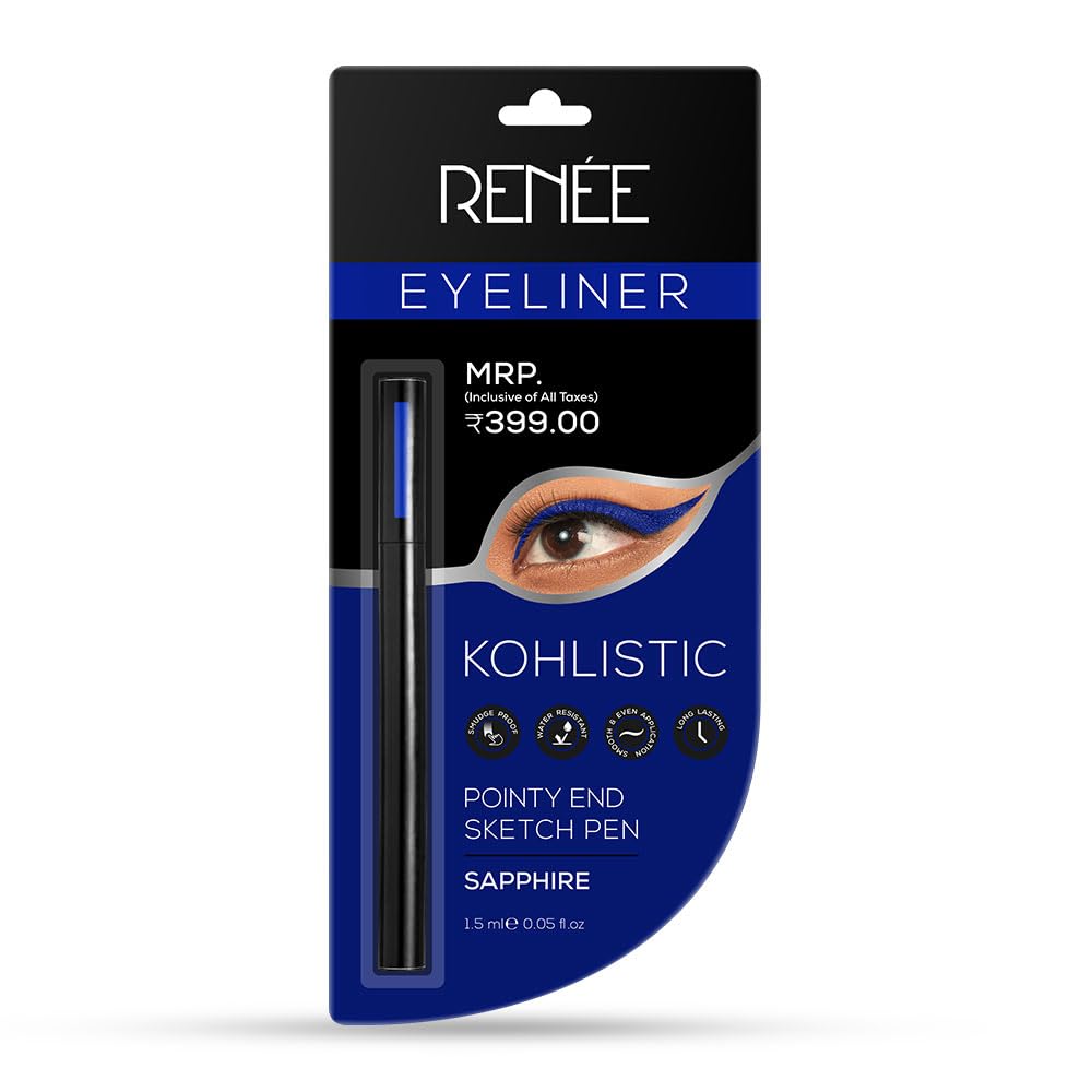 RENEE Pointy End Sketch Pen Smudge Proof Eyeliner - Matte Finish, Light Weight, Water Resistant, Long Stay Highly Pigmented with One Stroke Application Formula - Sapphire