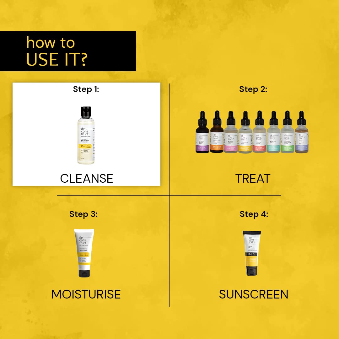 Deconstruct Niacinamide Brightening Facewash | 2% Niacinamide + 2% Liquorice Root Extract | Cleanses, Brightens | Face Wash for Tan Removal, Clear and Bright Skin & Glowing Skin | 100 ml