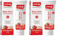 LuvLap Naturals 100% Natural Baby Toothpaste 100G,Strawberry Flavour,SLS&Fluoride Free Kids Toothpaste,Removes Plaque,Prevents Bacteria,Ensures White Teeth,Neutral Ph,12M+ (Pack of 2)